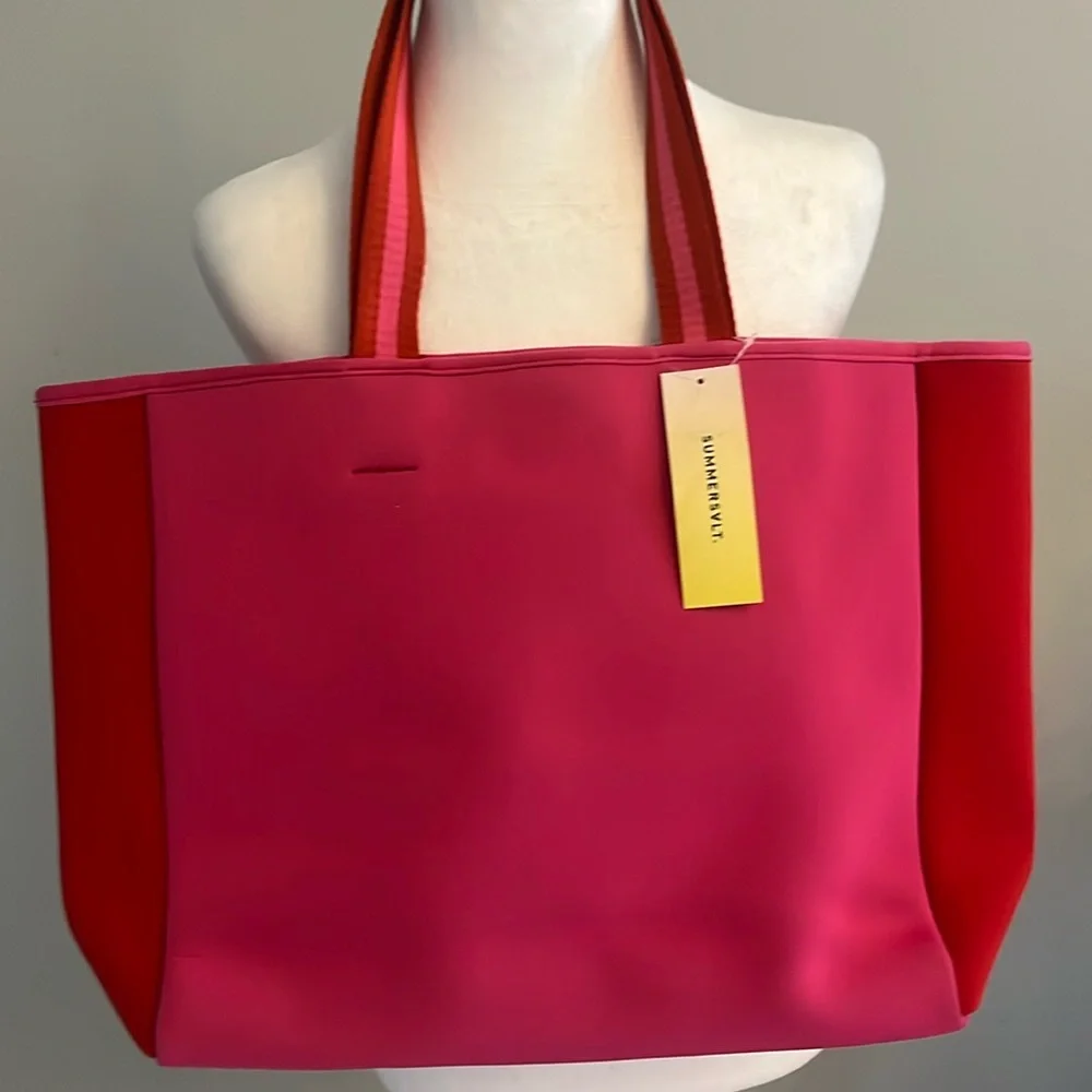 Beach tote bag by SUMMERSALT NEOPRENE‎ NWT red/pink tote